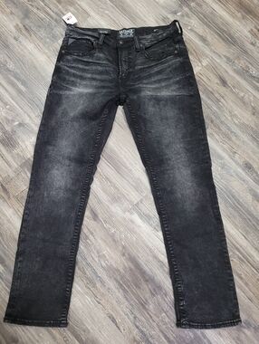 NEW SALVAGE Buckle Jeans Mens Size 34 x 32 Mayhan Straight Black